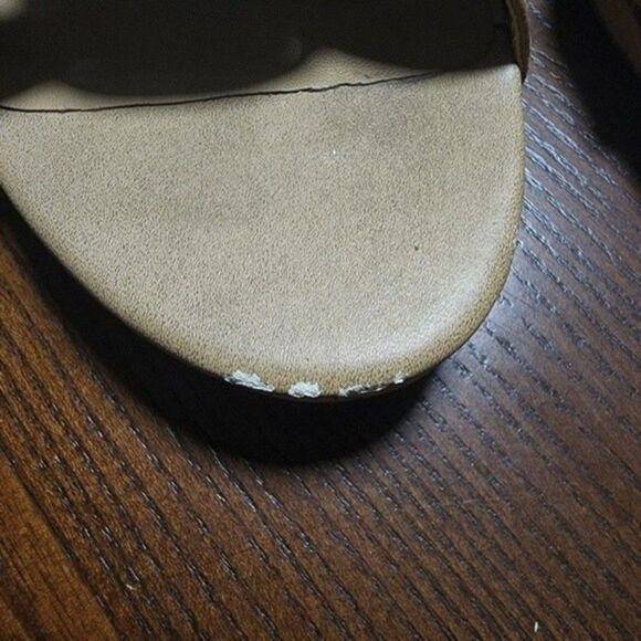 Clarks T-Strap Light Brown Embellished Cork Wedge Upper Heels  Sandals - Picture 9 of 9